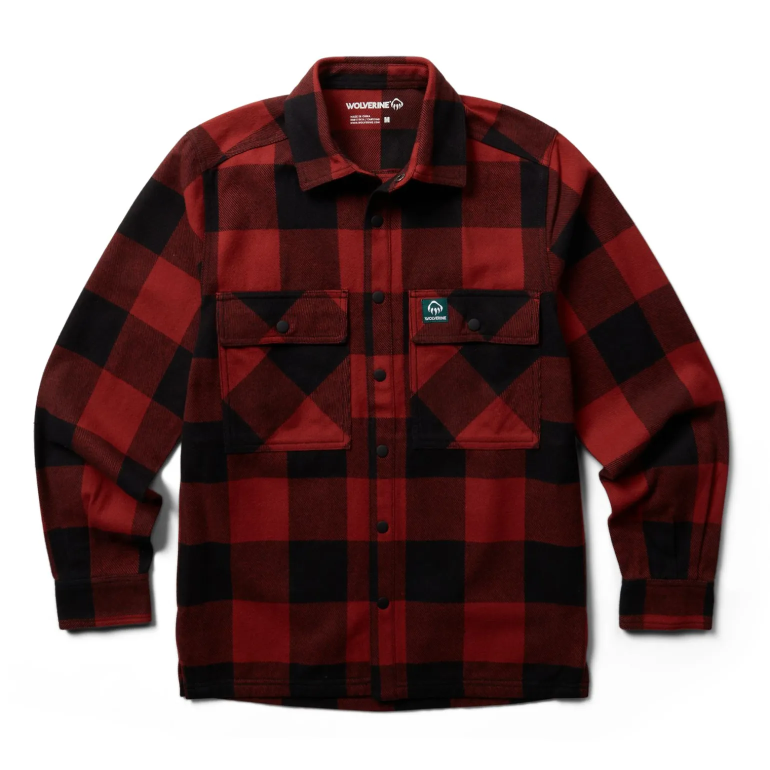 Wolverine Men'S Forge Flannel Overshirt Dark Red Plaid Cheap