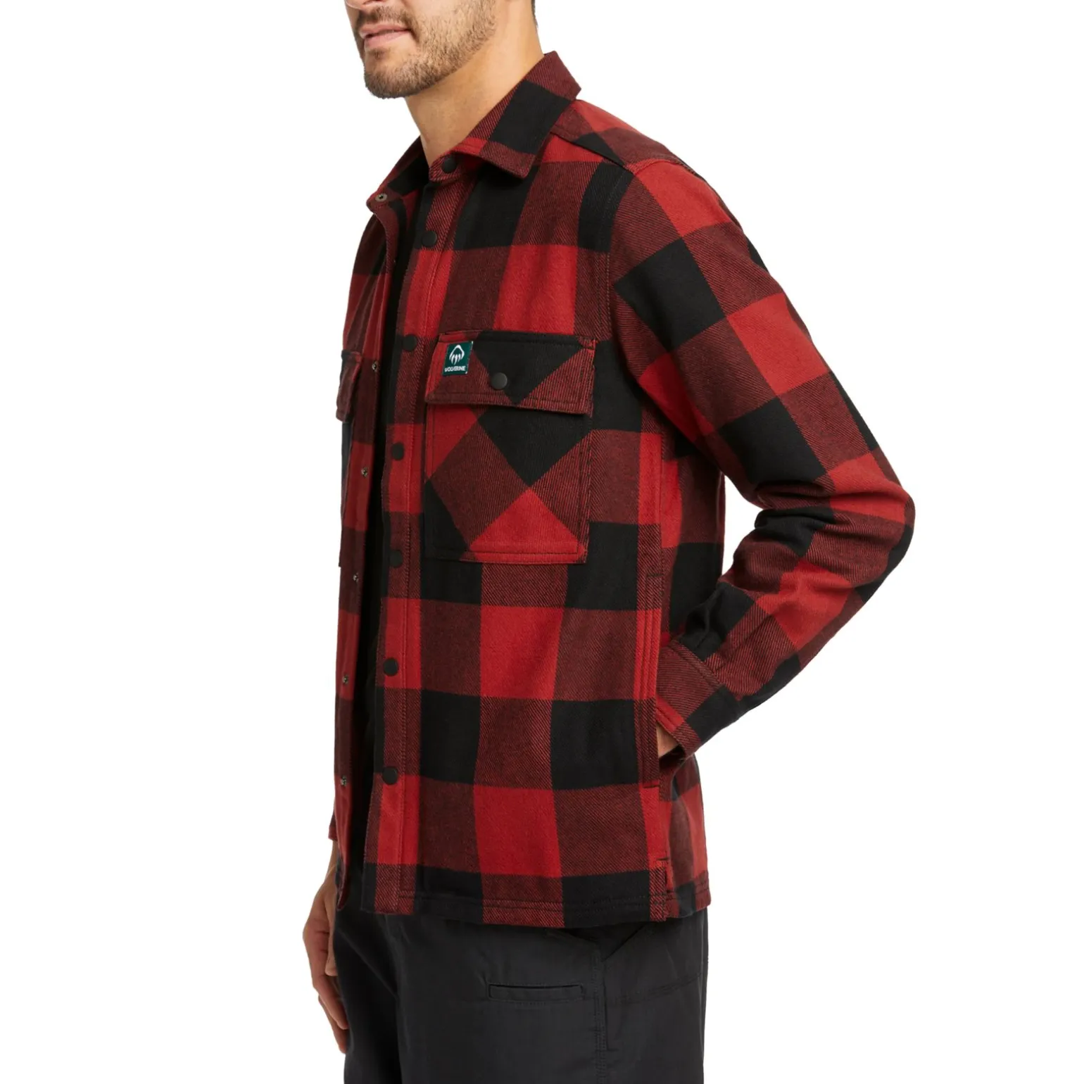 Wolverine Men'S Forge Flannel Overshirt Dark Red Plaid Cheap