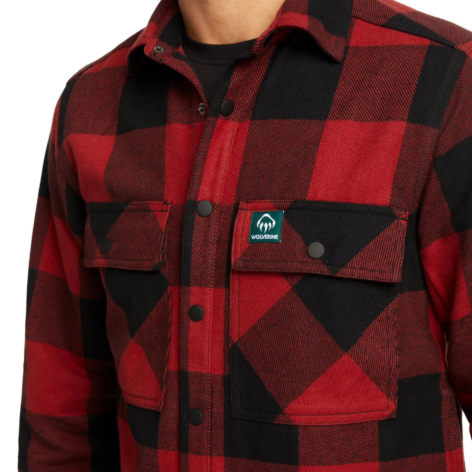 Wolverine Men'S Forge Flannel Overshirt Dark Red Plaid Cheap