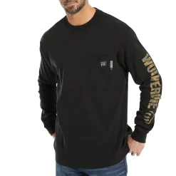 Wolverine Men'S Fr Long Sleeve Print Tee Black Fashion