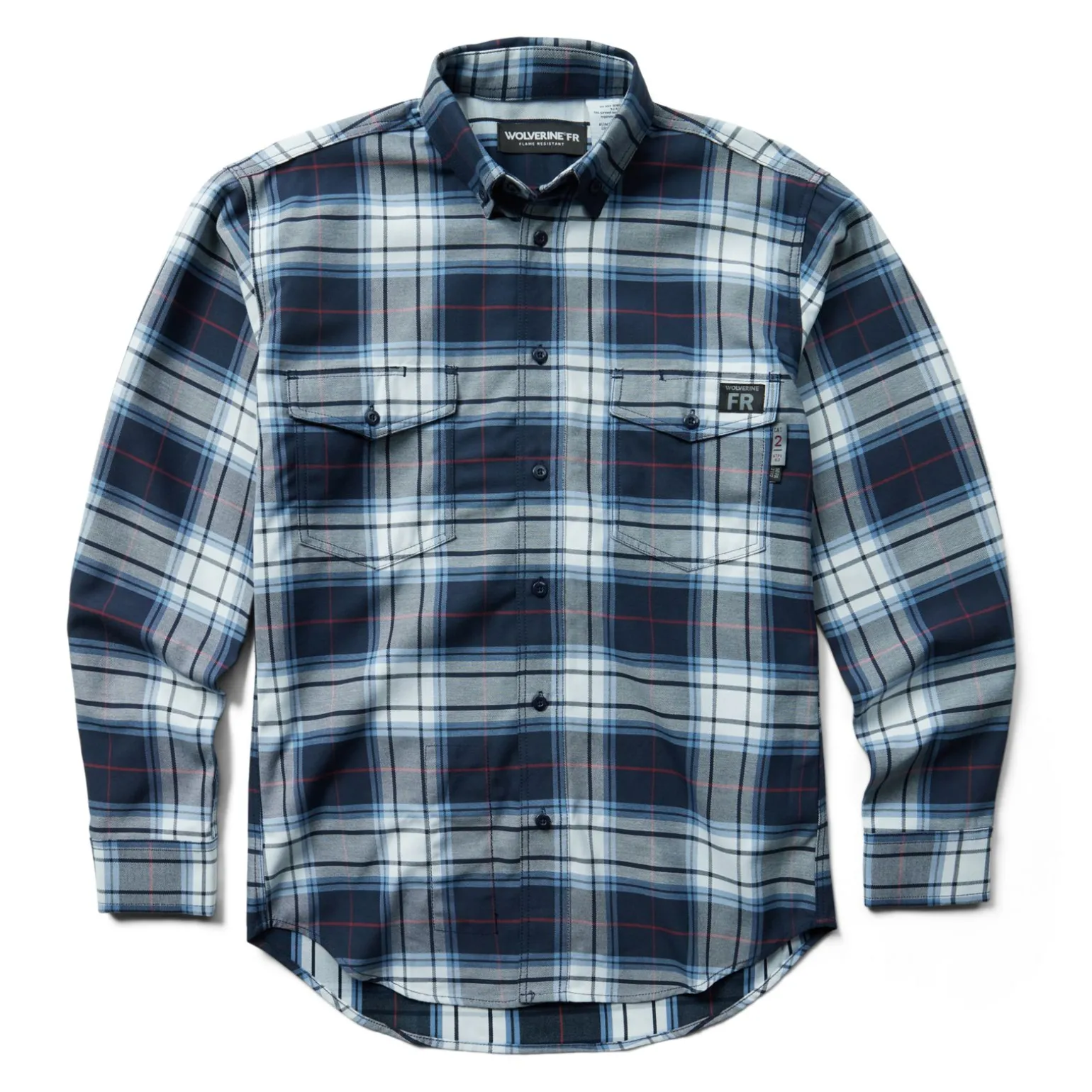 Wolverine Men'S Fr Plaid Long Sleeve Twill Shirt Navy Plaid Online