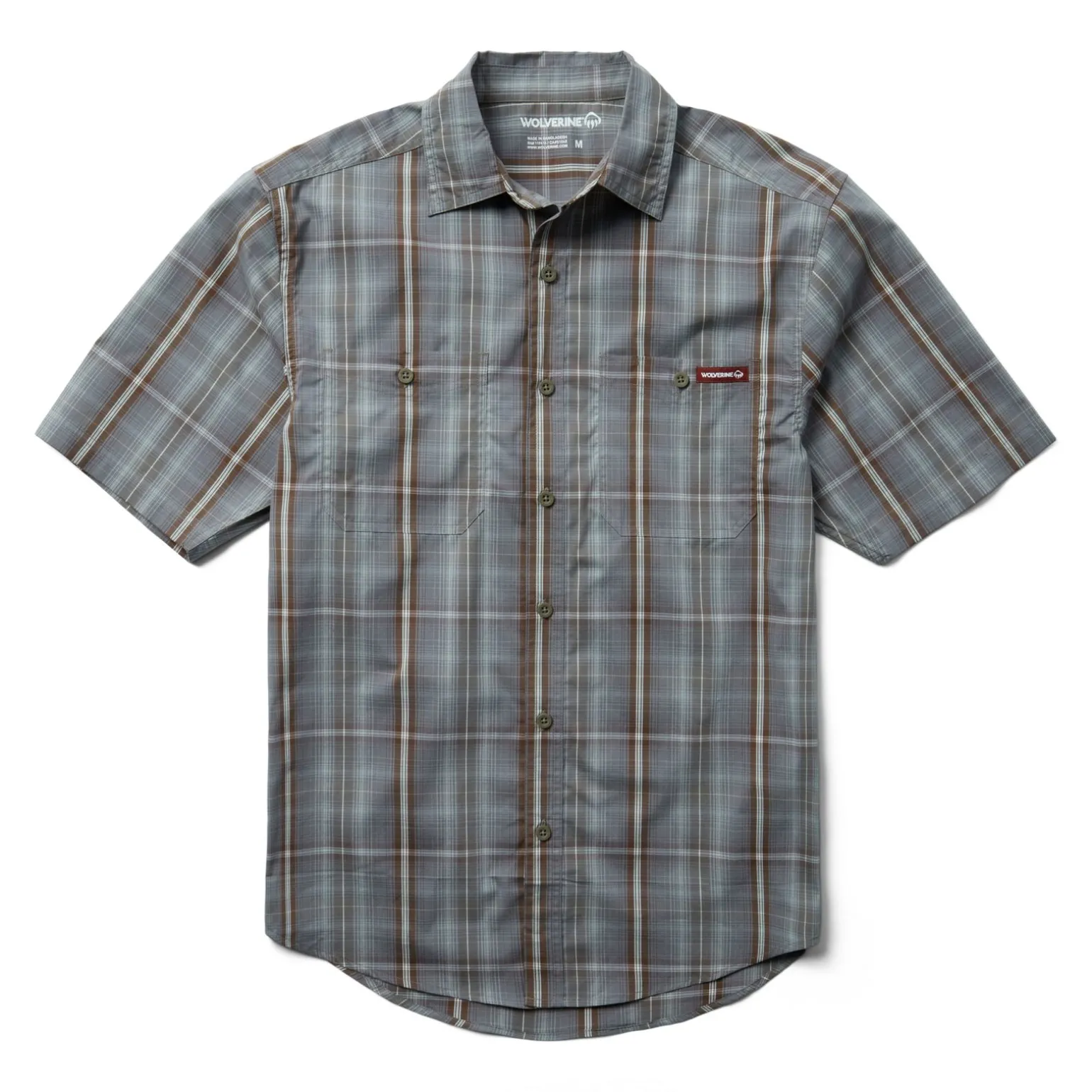 Wolverine Men'S Fuse Short Sleeve Plaid Shirt Greystone Plaid Shop