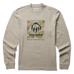 Wolverine Men'S Graphic Long Sleeve Tee Tan Heather Hot