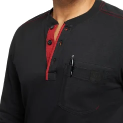 Wolverine Men'S Guardian Cotton™ Long Sleeve Henley Black Outlet