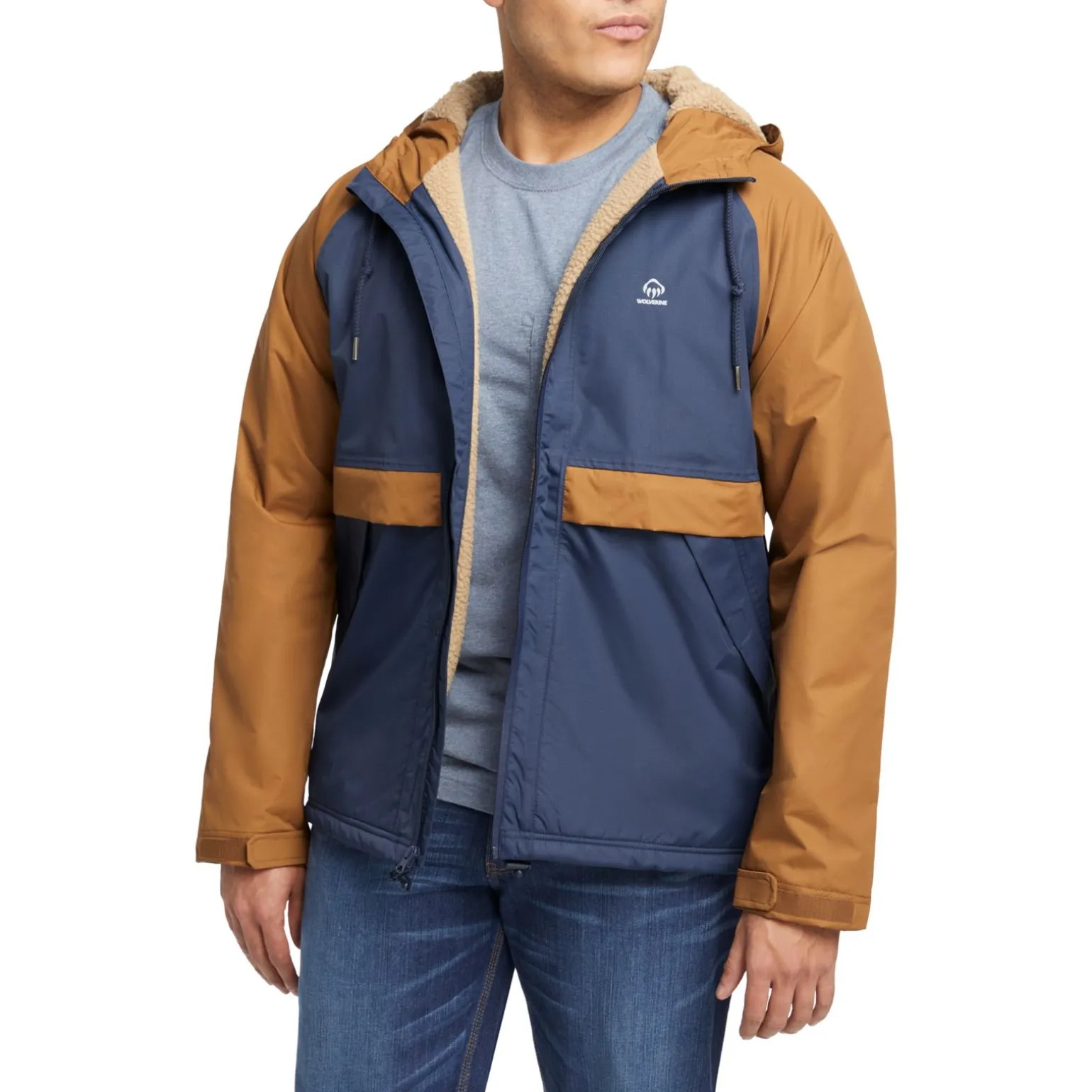 Wolverine Men'S I-90 Sherpa Lined Rain Jacket Navy Flash Sale