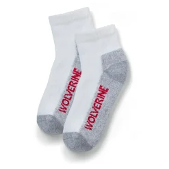 Wolverine Men'S 2-Pk. Steel Toe Cotton Quarter Sock White/Grey Clearance